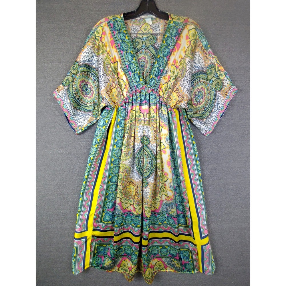 Sundance Womens Dress M Multi Paisley Floral Kimono Empire Waist Light Bohemian